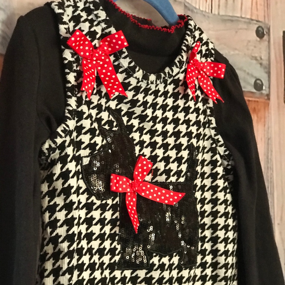 Jumper Dress Girl, Black and White, Red Size 5 - Picture 2 of 8